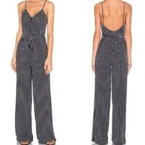 House of Harlow x Revolve Gia Black White Pinstripe Wide Leg Jumpsuit Size XS